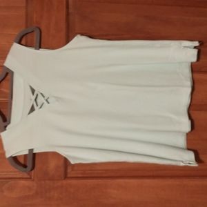 Talbot's women's size MP sleeveless criss-cross V-neck cotton Tee